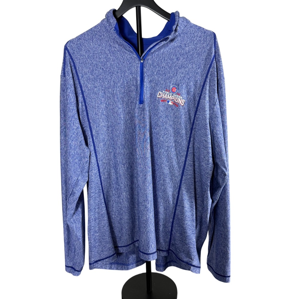 Antigua Chicago Cubs 2016 World Series Champions Quarter Zip Blue Mens XXL